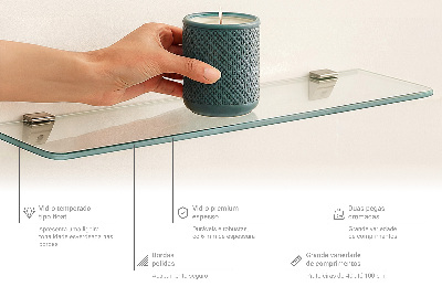 Fürdőszobai üvegpolc függő átlátszó