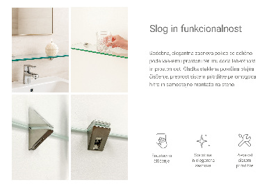 Fürdőszobai üvegpolc függő átlátszó