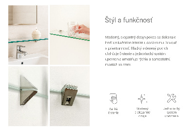 Fürdőszobai üvegpolc függő átlátszó