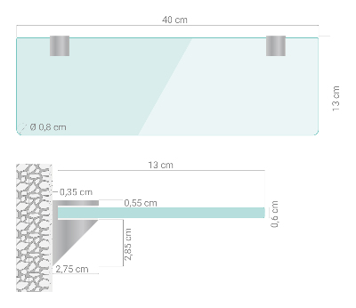 Fürdőszobai üvegpolc függő átlátszó