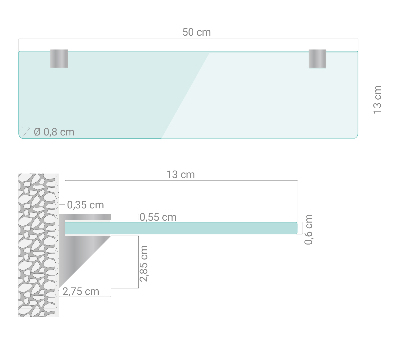 Fürdőszobai üvegpolc függő átlátszó