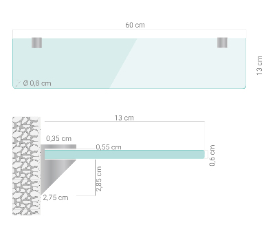 Fürdőszobai üvegpolc függő átlátszó