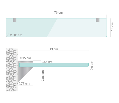 Fürdőszobai üvegpolc függő átlátszó