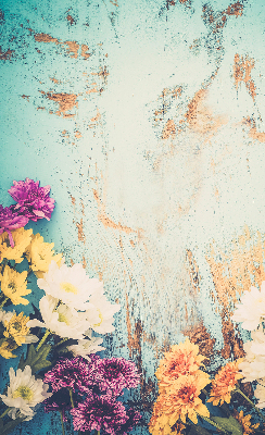 Ablak árnyékoló Virágok kék háttérrel