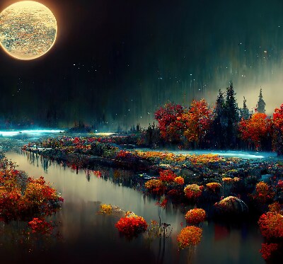 Roló függöny A folyó a holdfényben