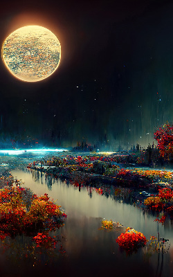 Roló függöny A folyó a holdfényben