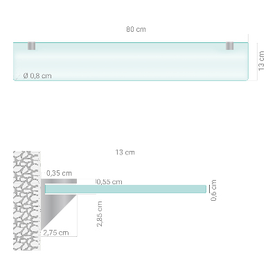 Falipolc fürdőszobába, félig átlátszó kivitelben