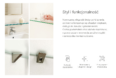 Falipolc fürdőszobába, félig átlátszó kivitelben