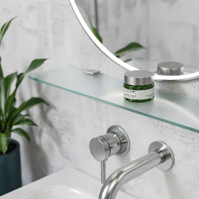 Falipolc fürdőszobába, félig átlátszó kivitelben