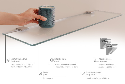 Falipolc fürdőszobába, félig átlátszó kivitelben