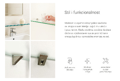 Falipolc fürdőszobába, félig átlátszó kivitelben