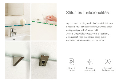 Falipolc fürdőszobába, félig átlátszó kivitelben