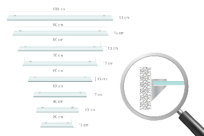 Falipolc fürdőszobába, félig átlátszó kivitelben
