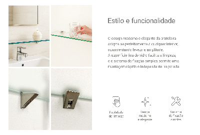 Falipolc fürdőszobába, félig átlátszó kivitelben