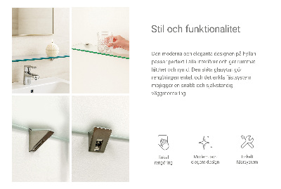 Falipolc fürdőszobába, félig átlátszó kivitelben