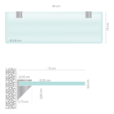 Falipolc fürdőszobába, félig átlátszó kivitelben