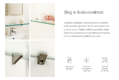 Falipolc fürdőszobába, félig átlátszó kivitelben