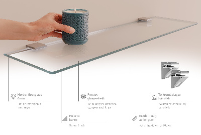 Falipolc fürdőszobába, félig átlátszó kivitelben