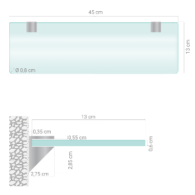 Falipolc fürdőszobába, félig átlátszó kivitelben