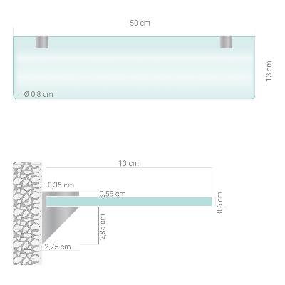 Falipolc fürdőszobába, félig átlátszó kivitelben
