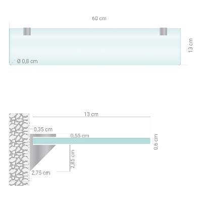 Falipolc fürdőszobába, félig átlátszó kivitelben