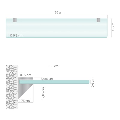 Falipolc fürdőszobába, félig átlátszó kivitelben