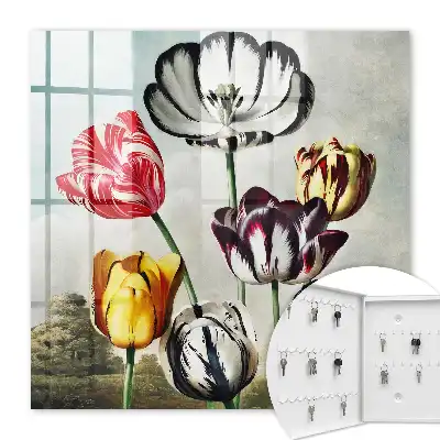 Kulcstároló szekrény Energiával teli retró tulipánok