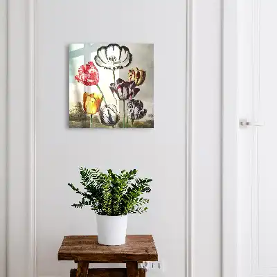Kulcstároló szekrény Energiával teli retró tulipánok