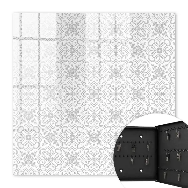 Kulcstároló doboz Geometrikus minta fehér alapon