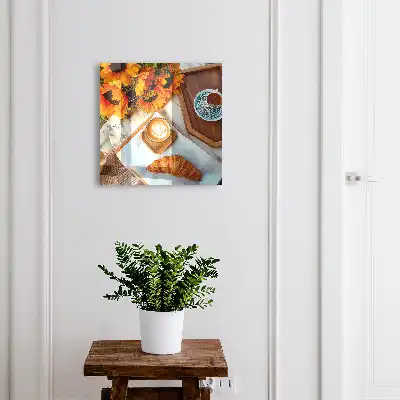 Kulcstároló szekrény Reggeli pillanatok kávé croissant