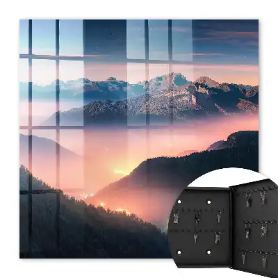 Kulcsdoboz Hegyi panoráma városi fényekkel