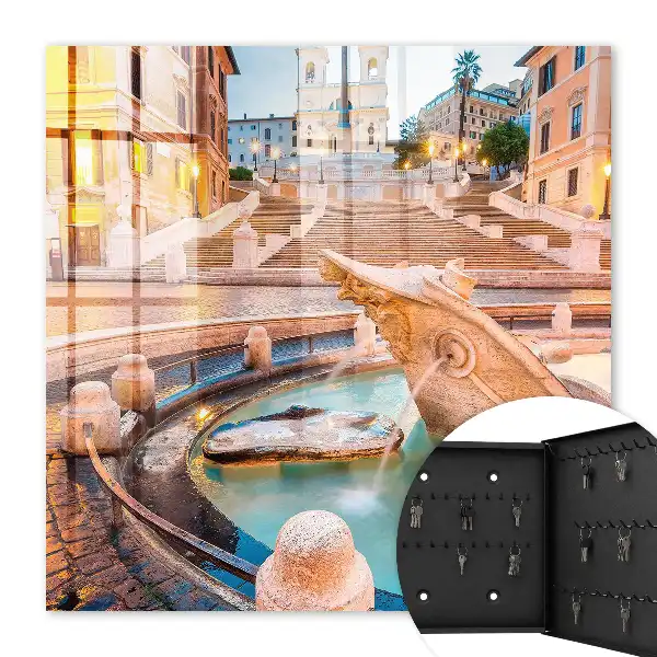 Kulcstároló doboz Városi elegancia szökőkúttal és lépcsővel