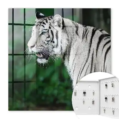Kulcstartó szekrény falra Fehér tigris zöld környezetben