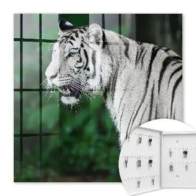 Kulcstartó szekrény falra Fehér tigris zöld környezetben