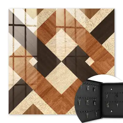 Kulcstároló doboz Modern geometriai barna fekete