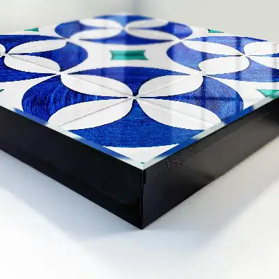 Kulcsdoboz Geometrikus motívum kékeszöld árnyalatokban