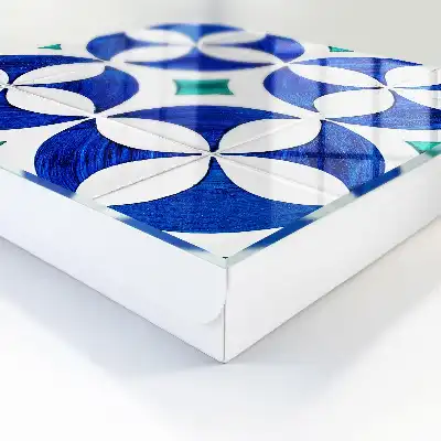 Kulcsdoboz Geometrikus motívum kékeszöld árnyalatokban