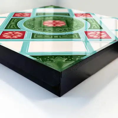 Kulcstároló szekrény Virággeometria piros-kék