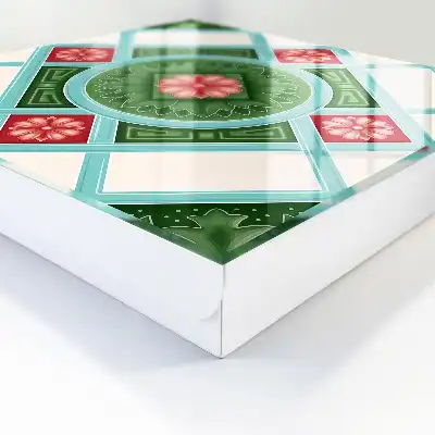 Kulcstároló szekrény Virággeometria piros-kék