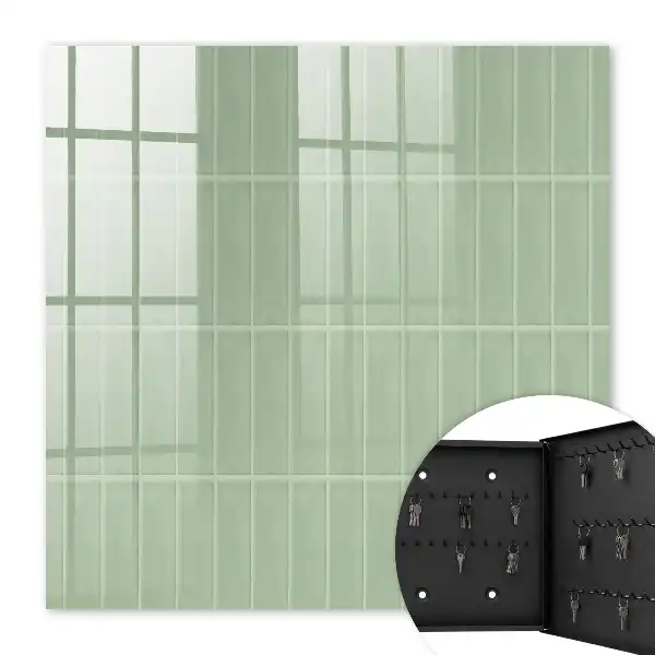 Kulcstároló doboz Zöld kockás minimalista stílus