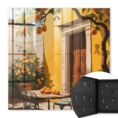 Kulcstároló szekrény Narancssárga fém terasz székekkel