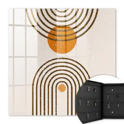 Kulcstároló szekrény Retro geometria meleg színek