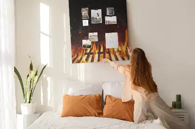 Színes Grill lángok parafatábla
