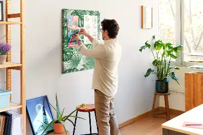 Nagy parafatábla zöld monstera levelek mintával