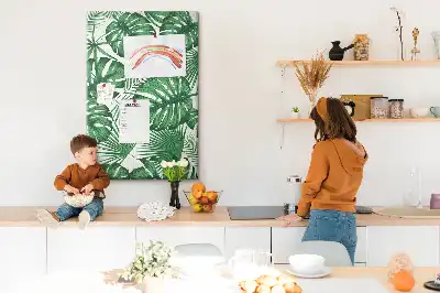 Nagy parafatábla zöld monstera levelek mintával
