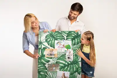 Nagy parafatábla zöld monstera levelek mintával