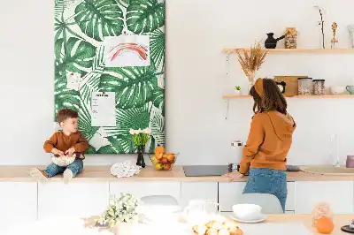 Nagy parafatábla zöld monstera levelek mintával