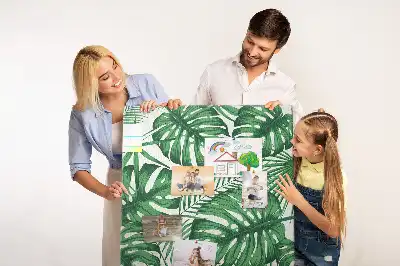 Nagy parafatábla zöld monstera levelek mintával