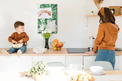 Nagy parafatábla zöld monstera levelek mintával