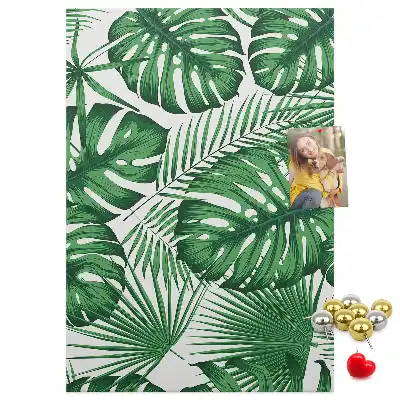 Nagy parafatábla zöld monstera levelek mintával